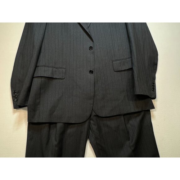 Jos. A. Bank Mens 2-Button Blazer Pleat Front Pant Wool 2-Piece Suit Sz 46L Gray - Picture 7 of 16
